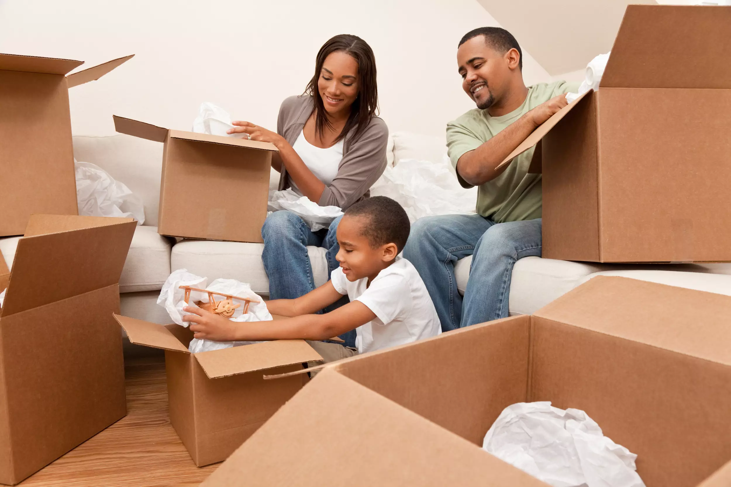 A young family moving